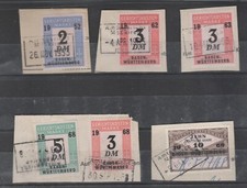 BW/BADEN-WÜRTTTEMBERG 1952/68 -  6 Fiskalmarken - Gerichtskostenmarken