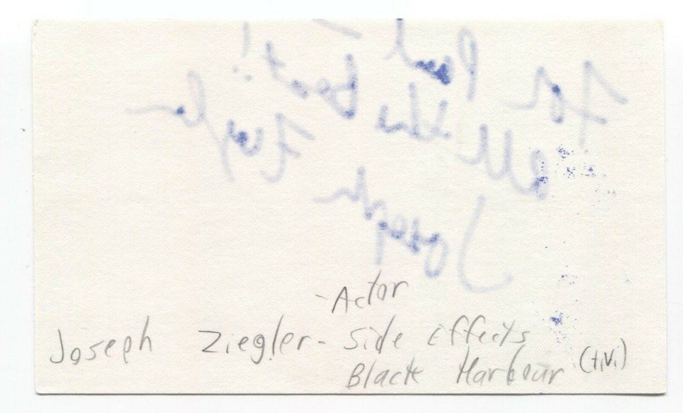 Joseph Ziegler Signed 3x5 Index Card Autographed Voice Actor Black
