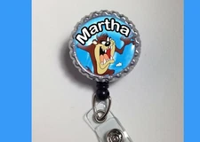 Tasmanian Devil Taz Personalized w/ur name work Retractable Reel ID Badge Holder