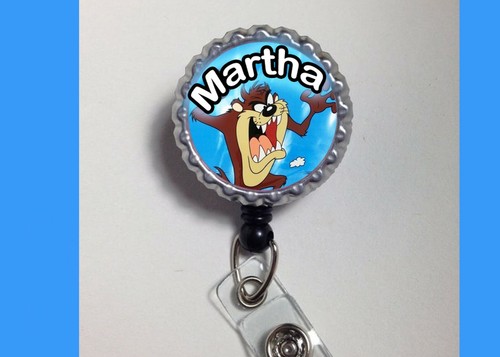 Tasmanian Devil Taz Personalized w/ur name work Retractable Reel ID Badge Holder - Picture 1 of 3