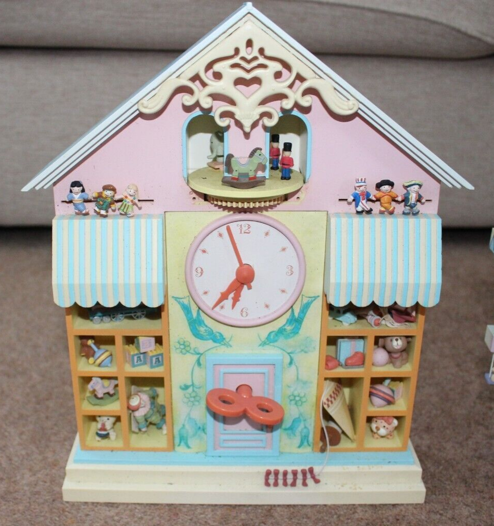 Vintage 1988 Enesco Toyland Baby Lullaby Music Box & Toy Shoppe Musical