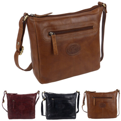 Oakridge Umhängetasche Leder Damen Top Zip Crossbody
