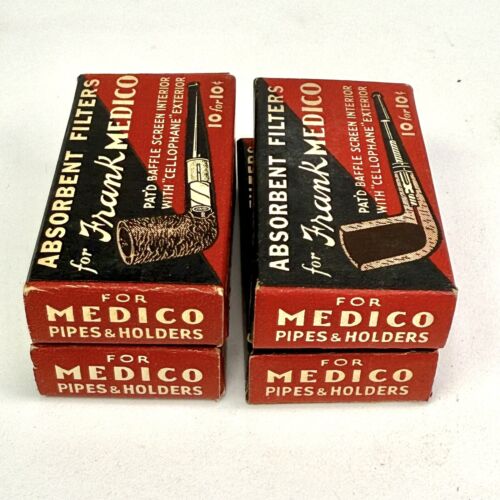 4 scatole filtri per pipa tabacco Medico - 3 completi, 1 parte. e pulitore tubi aneto vintage - Foto 7 di 14