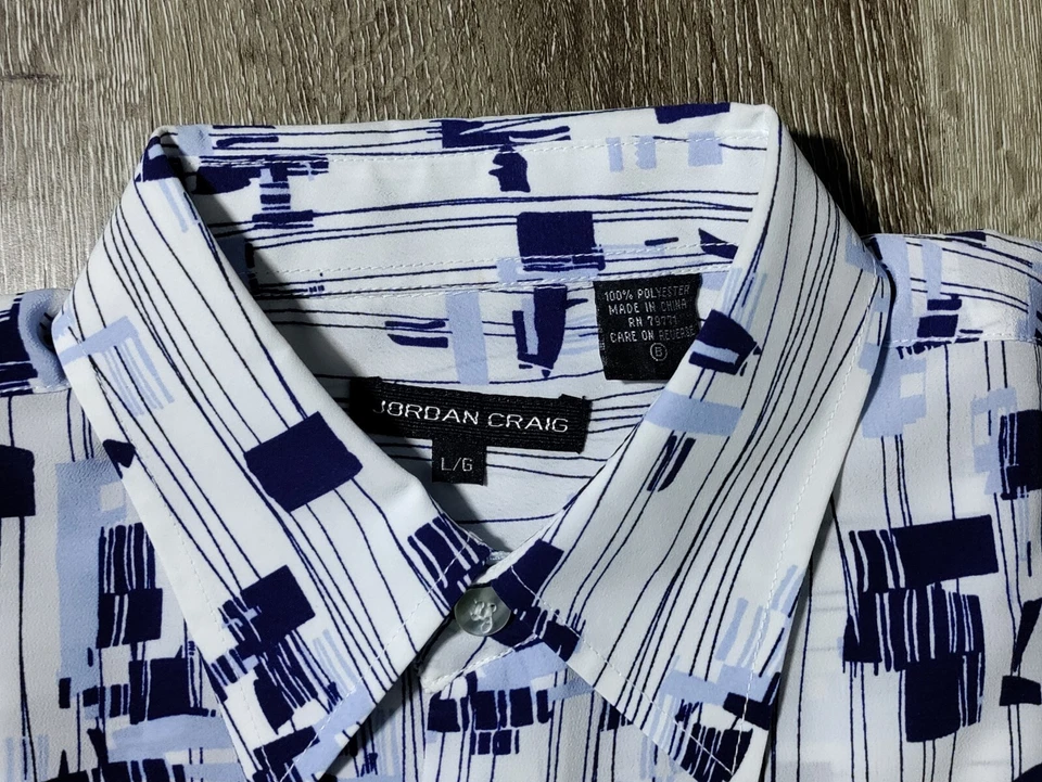 Camisa Jordan Craig Para Hombres Patrón Geométrico Manga Corta Con Botones  Foto 3 de 4