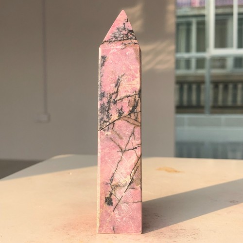 302g Rhodonite Mountain Peach Blossom Natural Quartz Crystal Tower Healing E957 - 第 5/17 張圖片