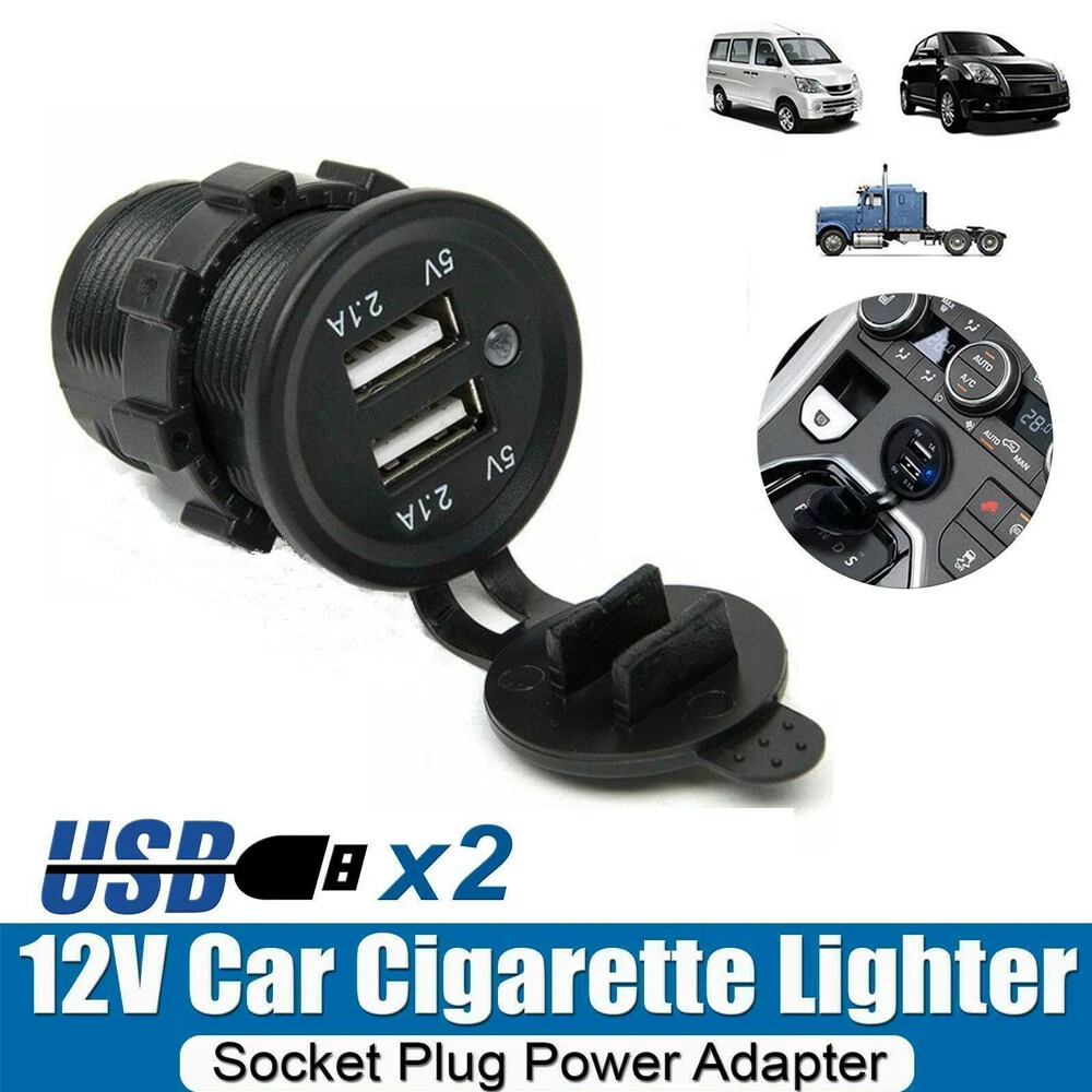 4.2A Dual USB Port Charger Socket Outlet Waterproof 12V LED For Motorcycle Car