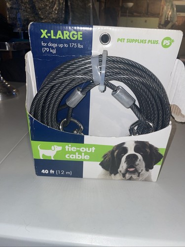 Pet Supplies Plus XL Gray Dog Tie-Out Cable 40 Ft Up To 175lbs.