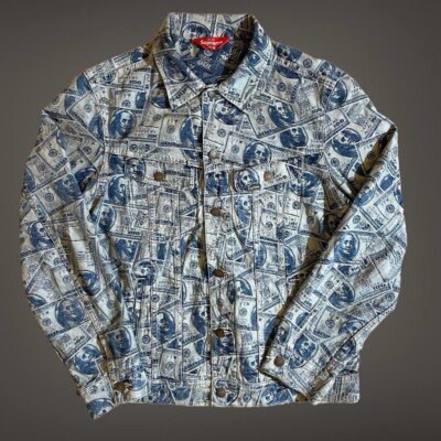 Supreme 100 dollar bills denim trucker jacket size small | eBay UK
