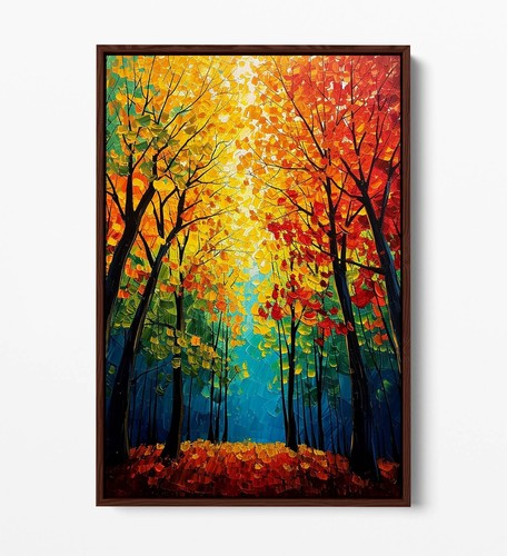 MULTI COLOUR TREE LEAVES FOREST HOME DECOR FLOAT EFFECT CANVAS ART PRINT - 第 6/12 張圖片