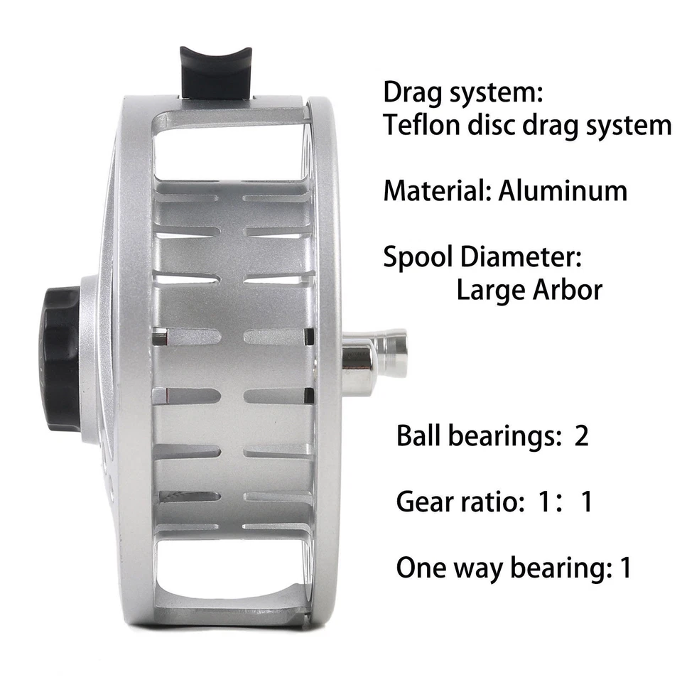 Maxcatch moulinet 1/2 2/3 3/4 5/6 7/8WT en aluminium argent fly fishing reel - Photo 3/4