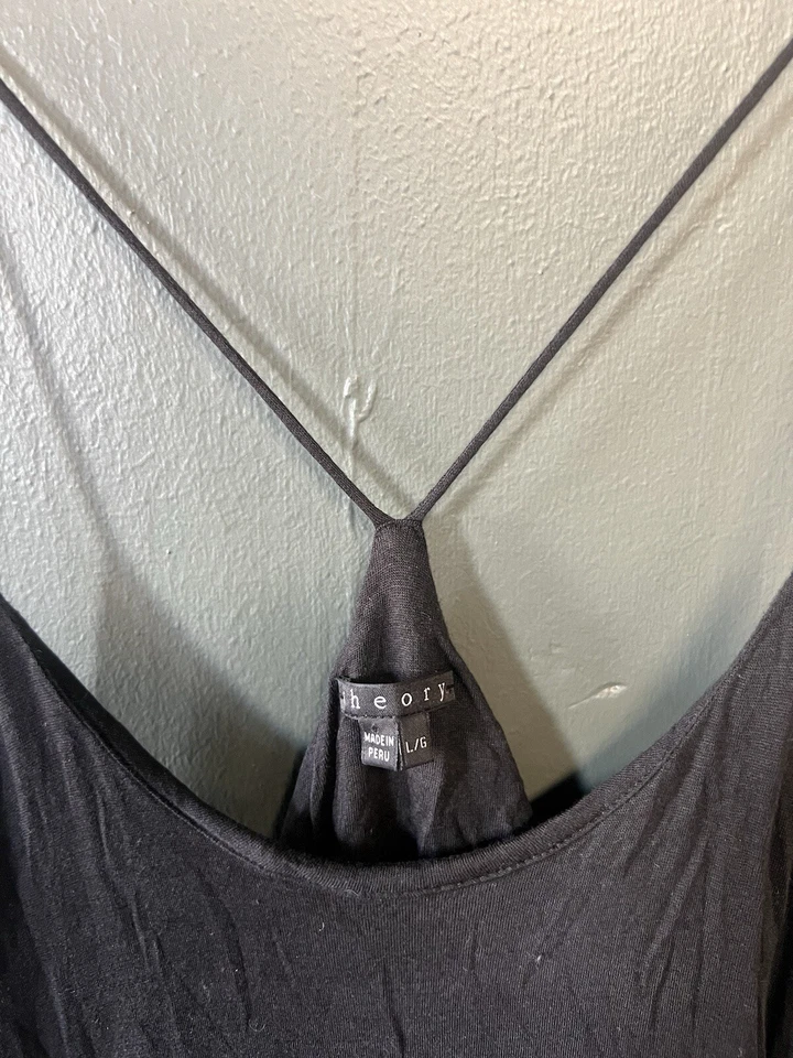 Vestido largo sin mangas negro Theory para mujer vestido de verano fluido talla grande Foto 3 de 3