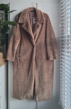 Tesco F&f Long Teddy Coat Pockets Lined Size L New With Tags Designer Dupe