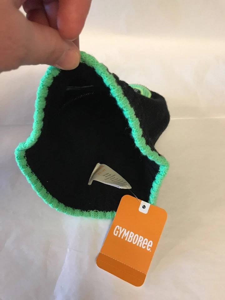 Gymboree BOO черный неоновый зеленый Beanie шляпа 2t-3t новый с ярлыками - Изображение 2 из 3