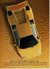 1986 PIRELLI Tires on Yellow Lamborghini Countach / Diablo VINTAGE PRINT AD