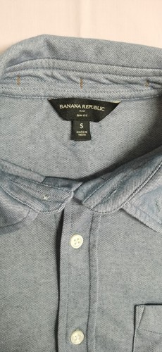 Banana Republic Men's Slim Fit Blue Button Up Short Sleeve Shirt S - Picture 2 of 5