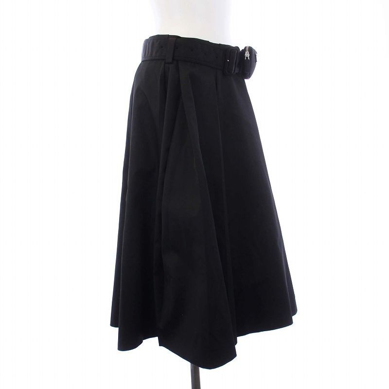スカート PRADA BLACK MIDI SKIRT IN SILK WITH POUCH Prada PRADA 22SS Re-NYLON Long Skirt Flare Pouch Belt 38S
