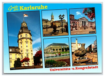 6x4'' Postcard Karlsruhe Germany Universities and Congress City 5 view multiview