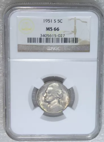 1951 S Jefferson Nickel NGC MS66 Superb Luster, PQ #K21A