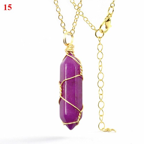 ✿Natürlicher Quarzkristall Chakra-Heiledelstein-Anhänger Halskette Stei с - Bild 63 von 100