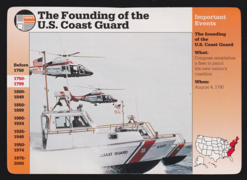 FOUNDING OF THE U.S. COAST GUARD 1790-1996 Photo GROLIER STORY OF AMERICA CARD - Picture 1 of 1