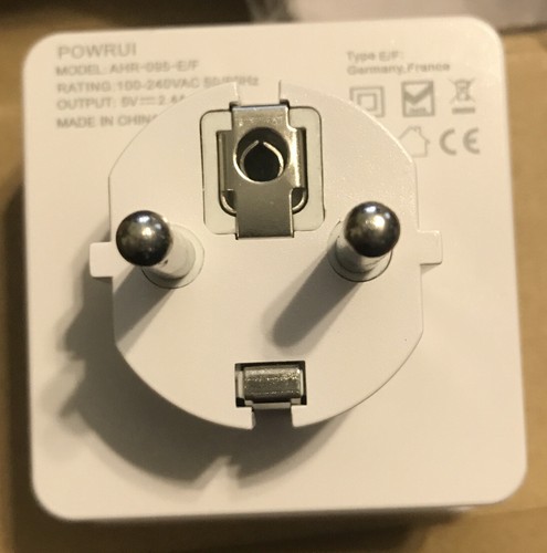 2) POWRUI USB Wall Charger Surge Protector AHR-095-E/F Output 5V Germany/France - Picture 3 of 12