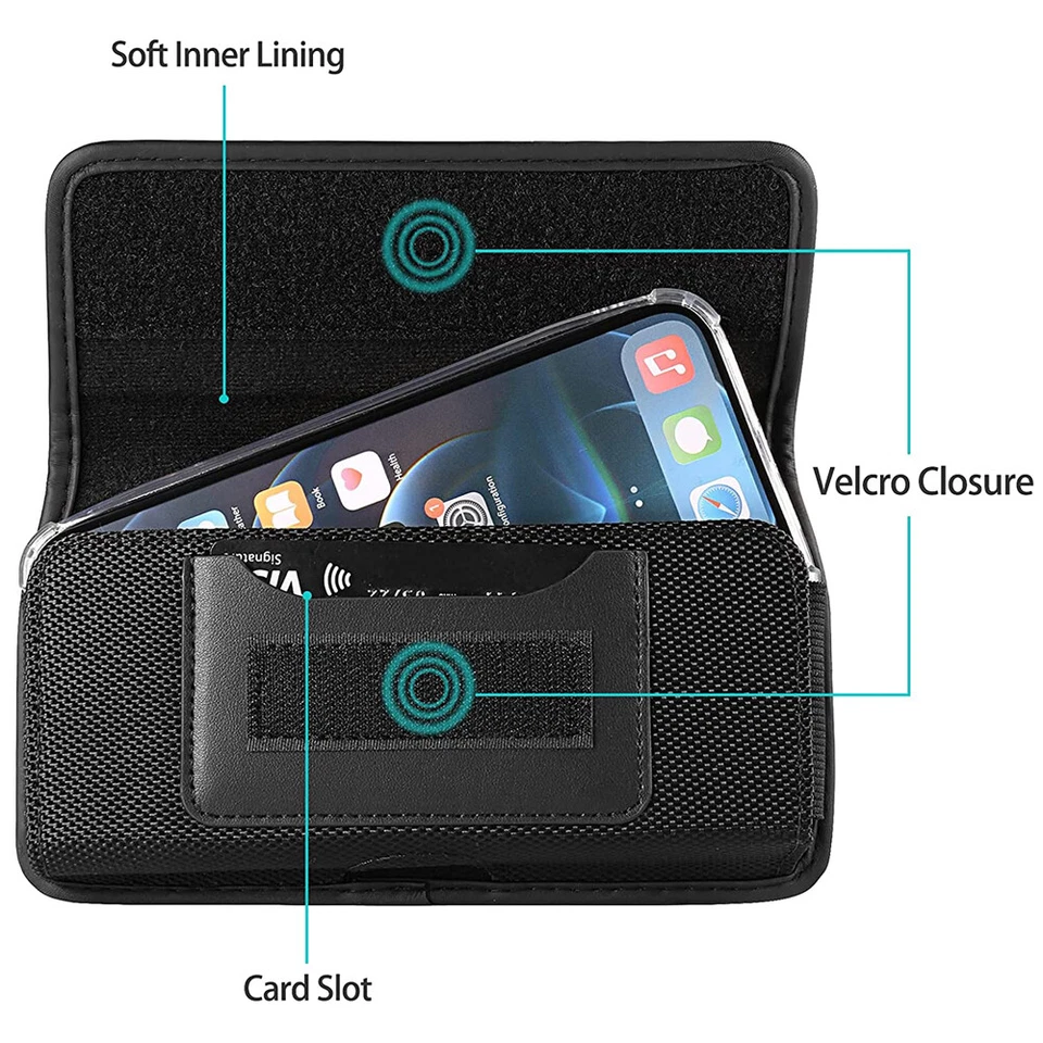 For Google Pixel 10 9a 8a 8 7a 7 6a 9 Pro XL Case Nylon Pouch Belt Clip Holster  - Image 2 of 4