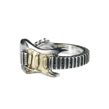 Guitar Wrap Jewelry Music Instrument 2-Tone Adjustable Resizable Open Ring