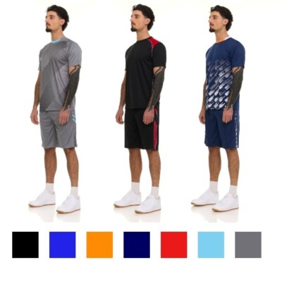 2 Piece Men's Active Performance Workout Set Gym Clothes Shorts Top and Bottom