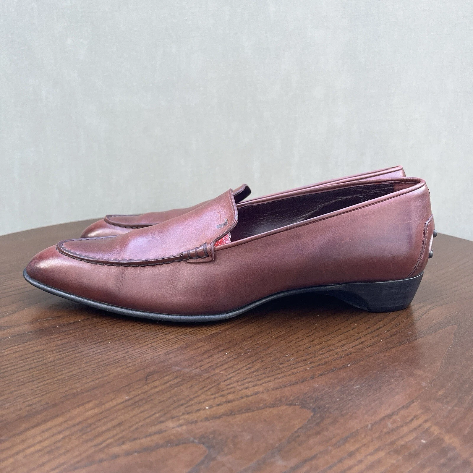 TOD’S Mocassini Tod's Donna 7 5 Marrone Rossastro Pelle A Punte Tacchi Bassi Italia