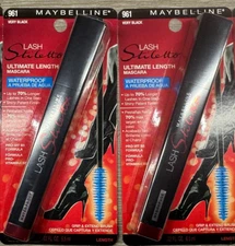 2 Maybelline Lash Stiletto Ultimate Length Waterproof Mascara 961 Very Black NEW
