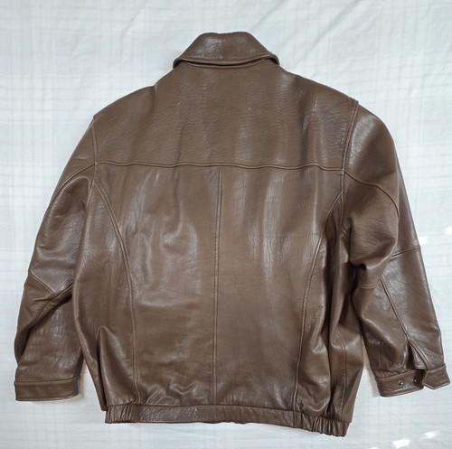 Jos A Bank Signature Collection Soft Brown Leather Bomber Jacket Full Zip XXLT - Picture 2 of 13