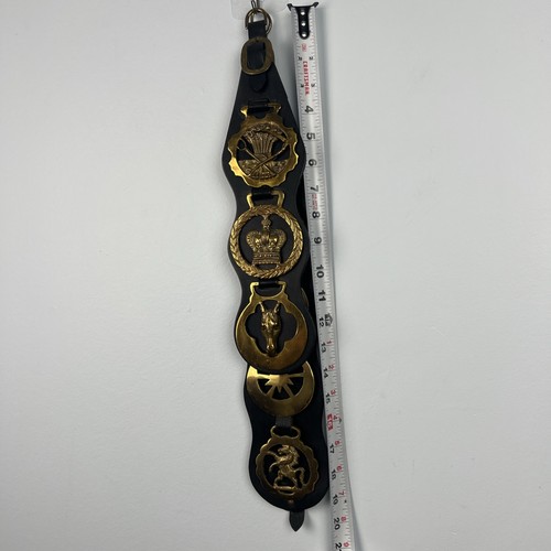 Ethan Allen Vintage horse brass Medallions With Leather Straps Made In England - Picture 14 of 15