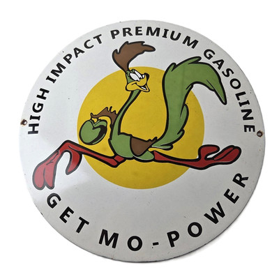 Vintage Premium Gasoline Sign - Mopar Road Runner Racing Auto Gas Porcelain Sign