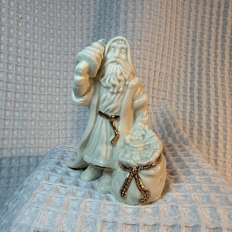 Lenox Santa Claus Figurine Classic Father Christmas Bag of Gifts Gold Accents