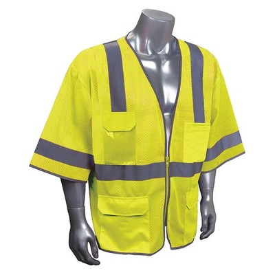 CONDOR 53YN82 High Visibility Vest,Yellow/Green,3XL 53YN82