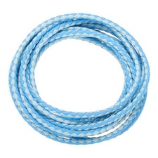 Braided Leather Cords, Round Leather Strap Necklaces 3mm,2Yards,Light/Deep Blue 