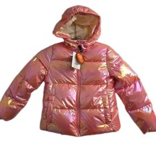 NEW Ozark Trail Puffer Jacket Medium 7-8  Pink Metallic Sherpa Fleece Lining