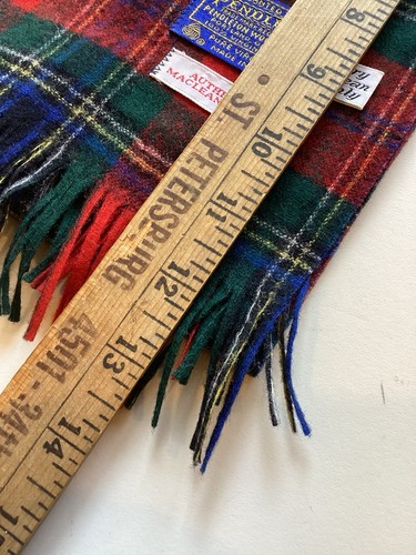 Vintage Pendleton MACLEEN Red Plaid 100% Wool Scarf 12 X 48” NWOT - Picture 4 of 4