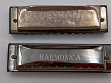 Lot of 2 Vtg 10-Hole Diatonic Harmonicas Hohner Int'l Bluesband  Unbranded