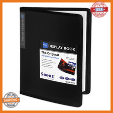 Sooez 30-Pocket Binder with Plastic Sleeves 8.5x11 Black , Heavy Duty Art Portf
