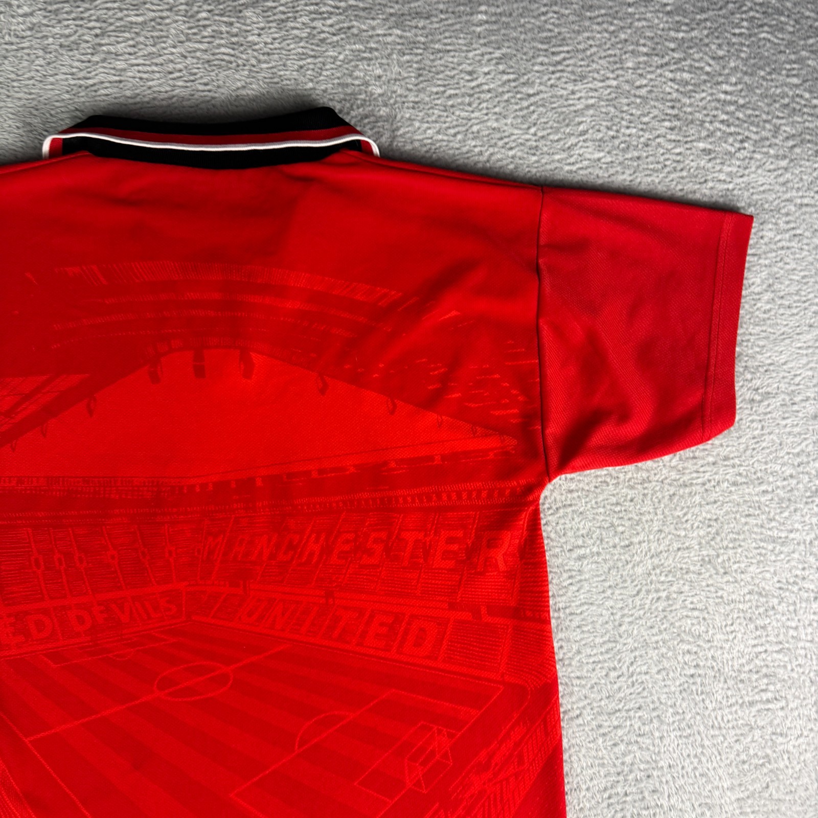 VTG Manchester United 1994-1996 Sharp Red Devils Collared Medium Football Shirt image 8