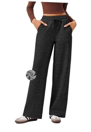 Womens Fleece Wide Leg Sweatpants High Waisted Athletic Sweat Pants Winter