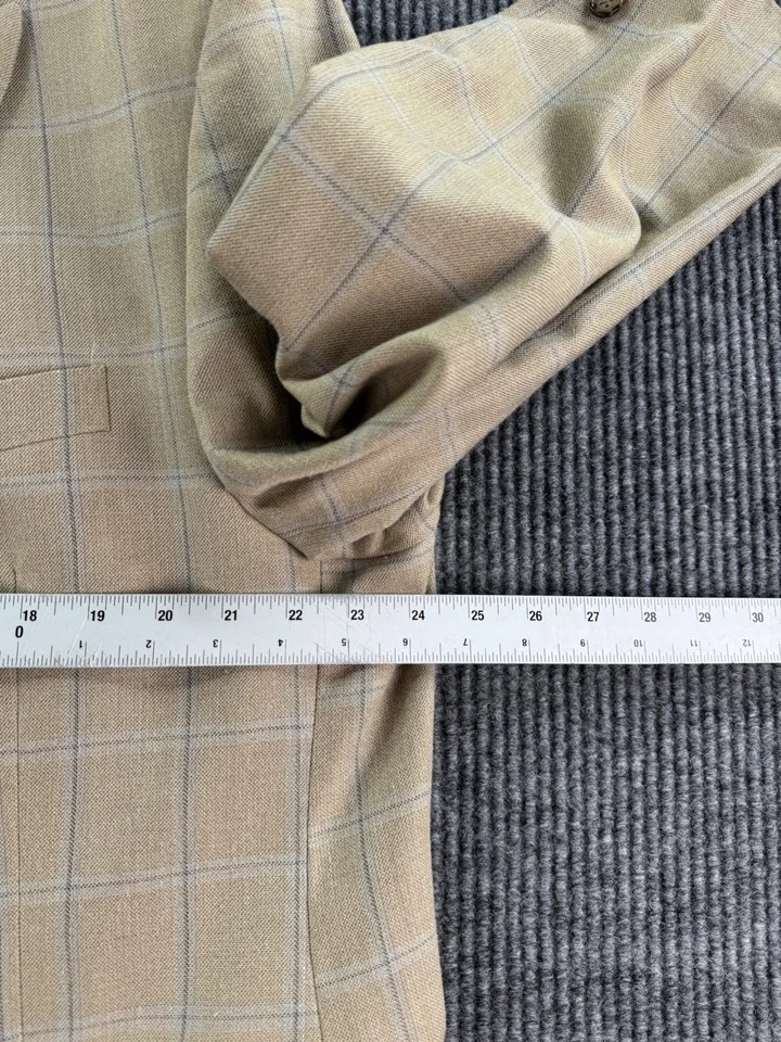 Ralph Lauren Traje Chaqueta 48 R Beige Seda Lana Ventana Doble Pecho LRL Foto 2 de 4