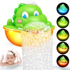 Diyfrety Light-Up Bath Bubble Machine Toy for Kids Toddlers Dinosaur Bath Toy