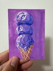 Ube Ice Cream Painting ACEO Original Gouache Dessert Lover Gift Food Art Decor — photo 2