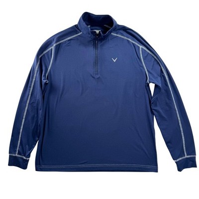 Callaway Quarter Zip Pullover Mens Small Navy Blue Contrast Stitch Golf Shirt