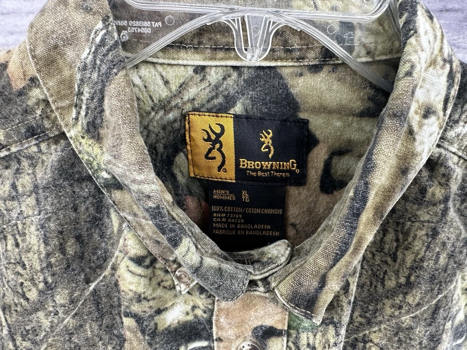 BROWNING BUTTON FRONT HUNTING SHIRT - MOSSY OAK BREAK UP CAMO - MEN'S SIZE XL - Image 4 of 4
