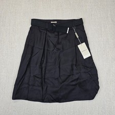 EMPORIO ARMANI Silk Skirt Black Belted Pleated Made In Italy Women TG IT 44
