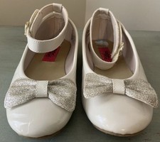 RACHEL SHOES sz 2 Girls Ivory Mary Jane s Patent Leather Dress Shoe Glitter Bow