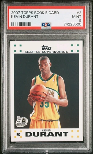 2007 Topps Rookie Card Kevin Durant White 50th Anniversary #2 - PSA 9 MINT